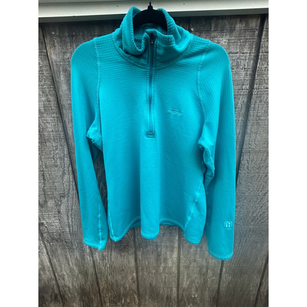 Patagonia R1 Quarter Zip Polartec Grid Fleece Women L Teal Aqua Utility Gorpcore